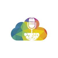 Gehirn-Podcast-Logo-Design. Broadcast-Entertainment-Business-Logo-Vorlage-Vektor-Illustration. vektor