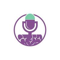 Gehirn-Podcast-Logo-Design. Broadcast-Entertainment-Business-Logo-Vorlage-Vektor-Illustration. vektor