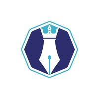 King-Pen-Vektor-Logo-Design. Royal Pen Crown Logo-Design-Vektor-Vorlage. vektor