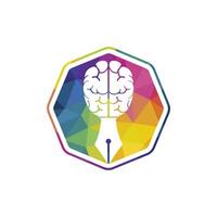 Gehirn Stift Vektor Logo Design Vorlage. Clever kreativ Bildung Logo Konzept.