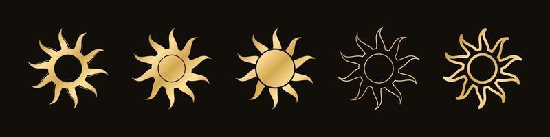 golden Boho himmlisch Sonne Symbol Logo Satz. einfach modern abstrakt Design zum Vorlagen, Drucke, Netz, Sozial Medien Beiträge vektor
