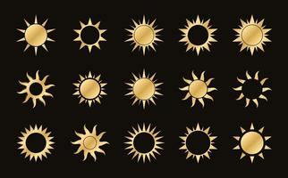 golden Boho himmlisch Sonne Symbol Logo Satz. einfach modern abstrakt Design zum Vorlagen, Drucke, Netz, Sozial Medien Beiträge vektor
