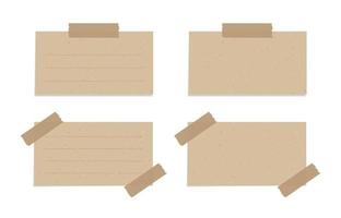 estetisk årgång brun papper notera uppsättning. återvunnet PM papper med lim tejp vektor illustration.