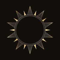 guld himmelsk Sol vektor illustration. bohemisk mystiker symbol. magi talisman, stam- stil, boho, tatuering, konst skriva ut, tarot