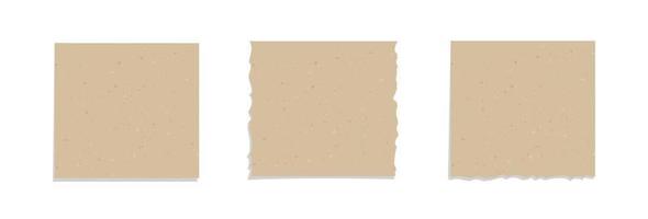 fyrkant årgång brun trasig papper illustration uppsättning. återvunnet PM notera papper med lim tejp. vektor