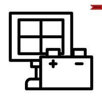 Batterie mit Fenster Linie Symbol vektor
