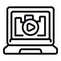 Laptop Video Wirklichkeit Symbol Gliederung Vektor. virtuell Tour vektor