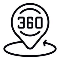 360 vr Symbol Gliederung Vektor. virtuell Reise vektor