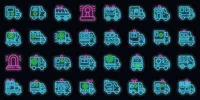 Notfall Fahrzeuge Symbole einstellen Vektor Neon-