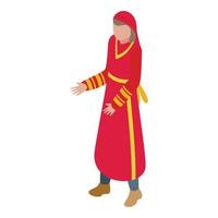 röd klänning kvinna ikon isometrisk vektor. Land resa vektor
