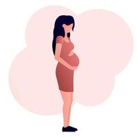 Vektorbild eines schwangeren jungen Mädchens, das ihren Bauch hält vektor