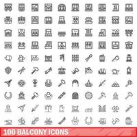 100 Balkon Symbole Satz, Gliederung Stil vektor