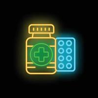 Medizin Tabletten Symbol Neon- Vektor