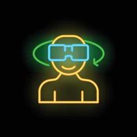 Mann virtuell Reise Symbol Neon- Vektor