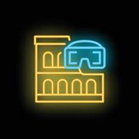 virtuell Brille Symbol Neon- Vektor