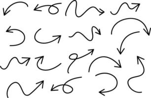 Satz Hand gezeichnete Pfeilkritzeleien auf weißem Hintergrund vektor