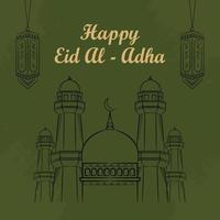 Moschee und Laterne Skizze Illustration für Eid al-Adha vektor