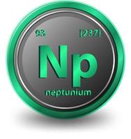 neptunium kemiskt element. kemisk symbol med atomnummer och atommassa. vektor