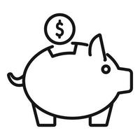 Schweinchen Bank Vergütung Symbol Gliederung Vektor. Geld Belohnung vektor