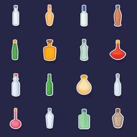 annorlunda flaskor ikoner uppsättning vektor klistermärke