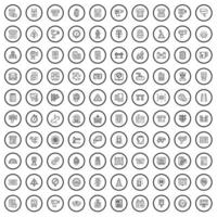 100 trafik ikoner uppsättning, översikt stil vektor
