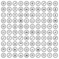 100 Zaun Symbole Satz, Gliederung Stil vektor