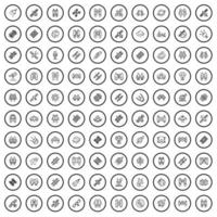 100 Astronaut Symbole Satz, Gliederung Stil vektor