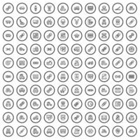 100 Auto-Icons gesetzt, Umrissstil vektor