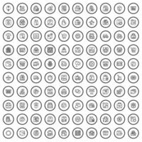 100 låda ikoner uppsättning, översikt stil vektor
