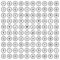 100 alkemi ikoner uppsättning, översikt stil vektor