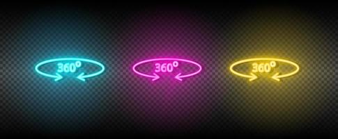 verklig egendom vektor grad, verklighet, rotera, 360. illustration neon blå, gul, röd ikon uppsättning