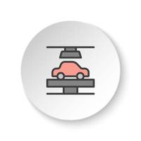 runda knapp för webb ikon, bil tillverkning, bil robot. knapp baner runda, bricka gränssnitt för Ansökan illustration på vit bakgrund vektor