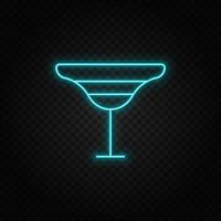 alkohol, cocktail, dryck neon ikon. blå och gul neon vektor ikon. transparent bakgrund