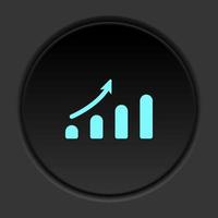 runden Taste Symbol, Analytik, Bar, Diagramm. Taste Banner runden, Abzeichen Schnittstelle zum Anwendung Illustration auf dunkel Hintergrund vektor