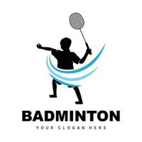 badminton logotyp, sport gren design, vektor abstrakt badminton spelare silhuett samling