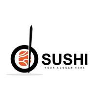 sushi logotyp, japansk mat sushi skaldjur vektor, japansk kök produkt varumärke design, mall ikon vektor