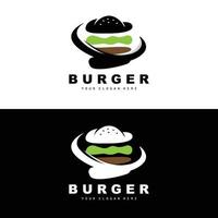 burger logotyp, snabb mat design, bröd och grönsaker vektor, snabb mat restaurang varumärke ikon illustration vektor