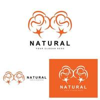 bomull logotyp, naturlig biologisk organisk växt design, skönhet textil- och Kläder vektor, mjuk bomull blommor vektor