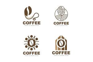 Logo-Design für Kaffeebohnengetränke in brauner Farbvektorillustration vektor