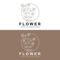 einfach botanisch Blatt und Blume Logo, Vektor natürlich Linie Stil, Dekoration Design, Banner, Flyer, Hochzeit Einladung, und Produkt branding