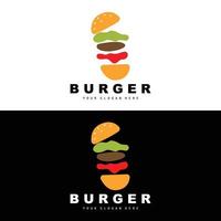 burger logotyp, snabb mat design, bröd och grönsaker vektor, snabb mat restaurang varumärke ikon illustration vektor