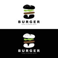 burger logotyp, snabb mat design, bröd och grönsaker vektor, snabb mat restaurang varumärke ikon illustration vektor