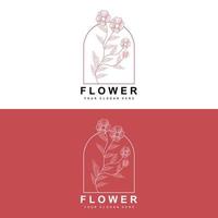 einfach botanisch Blatt und Blume Logo, Vektor natürlich Linie Stil, Dekoration Design, Banner, Flyer, Hochzeit Einladung, und Produkt branding