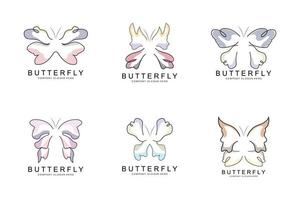 fjärilslogotypdesign, vackert flygande djur, illustration av företagets varumärkesikon, screentryck, salong vektor