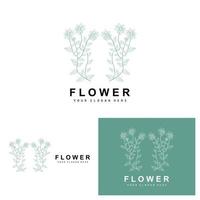 einfach botanisch Blatt und Blume Logo, Vektor natürlich Linie Stil, Dekoration Design, Banner, Flyer, Hochzeit Einladung, und Produkt branding