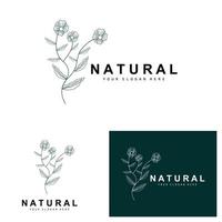 einfach botanisch Blatt und Blume Logo, Vektor natürlich Linie Stil, Dekoration Design, Banner, Flyer, Hochzeit Einladung, und Produkt branding