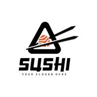 sushi logotyp, japansk mat sushi skaldjur vektor, japansk kök produkt varumärke design, mall ikon vektor