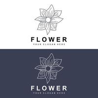 einfach botanisch Blatt und Blume Logo, Vektor natürlich Linie Stil, Dekoration Design, Banner, Flyer, Hochzeit Einladung, und Produkt branding