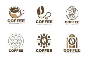 kaffe böna dryck logotyp design i brun Färg vektor illustration