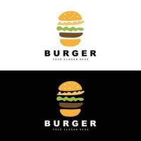 burger logotyp, snabb mat design, bröd och grönsaker vektor, snabb mat restaurang varumärke ikon illustration vektor
